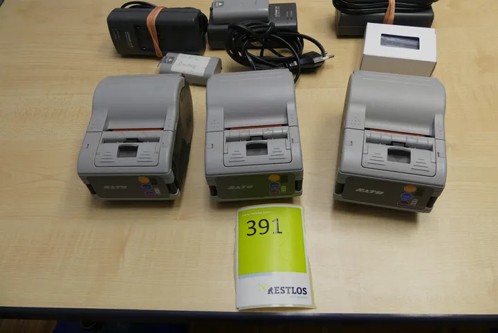 3x Sato Mobiler Etiketten-/Bondrucker mit Akkus und Ladegerät